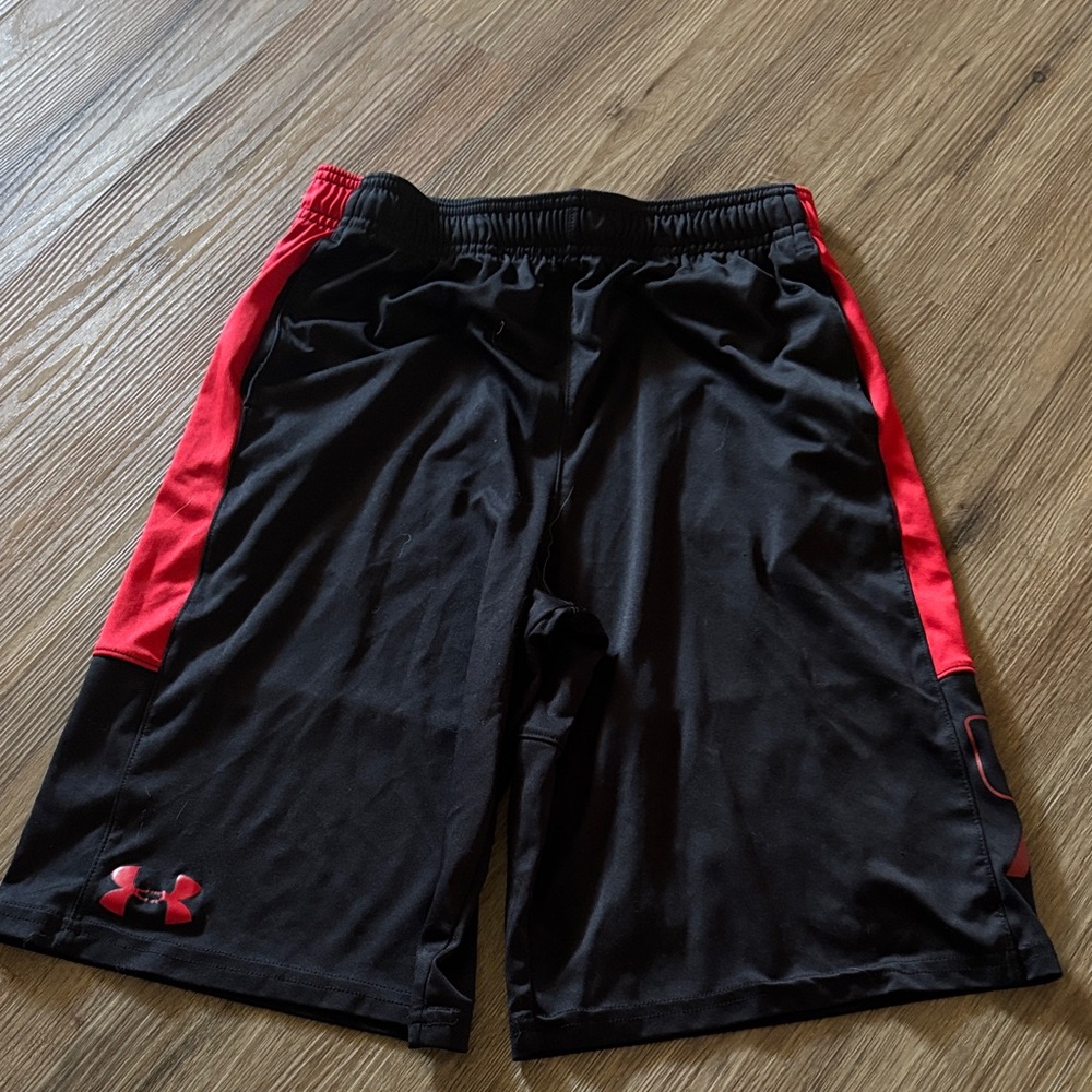 Under Armour Men's Athletic Shorts in Black with Red Accents